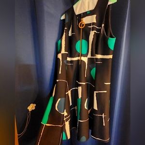 DKNY Dress - Black, Green & White